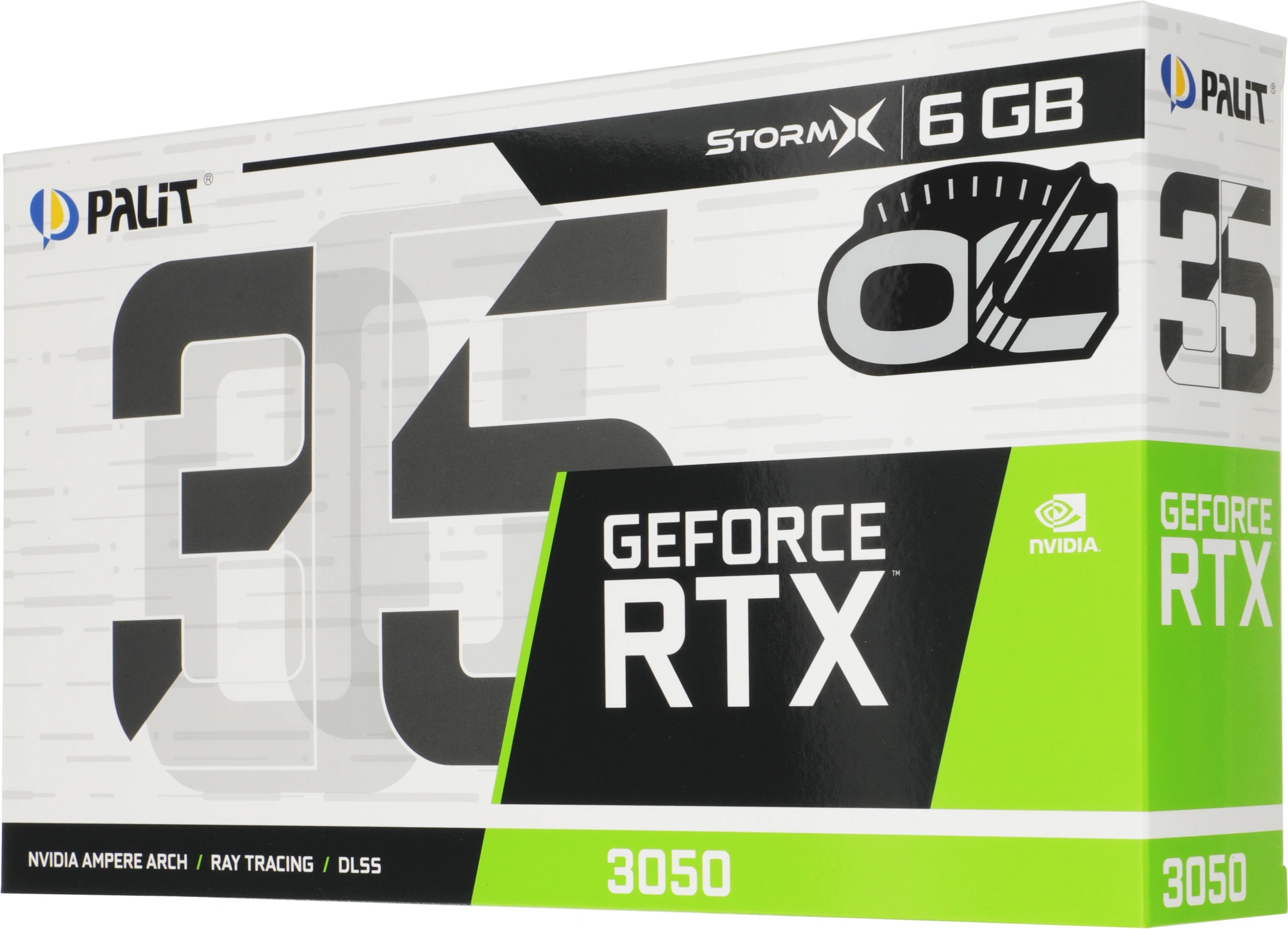 Видеокарта Palit PCI-E 4.0 PA-RTX3050 STORMX OC NVIDIA GeForce RTX 3050 6Gb 96bit GDDR6 1042/14000 DVIx1 HDMIx1 DPx1 HDCP Ret