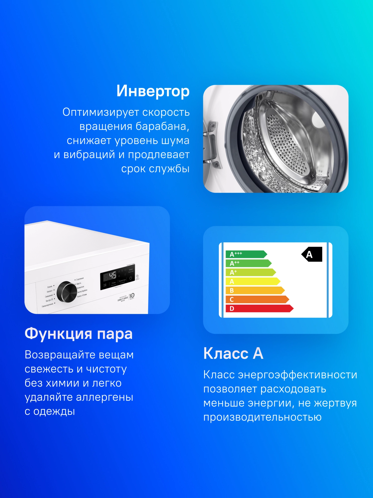 Стиральная машина LG F2Y1WS6W класс: A загр.фронтальная макс.:6.5кг белый инвертор