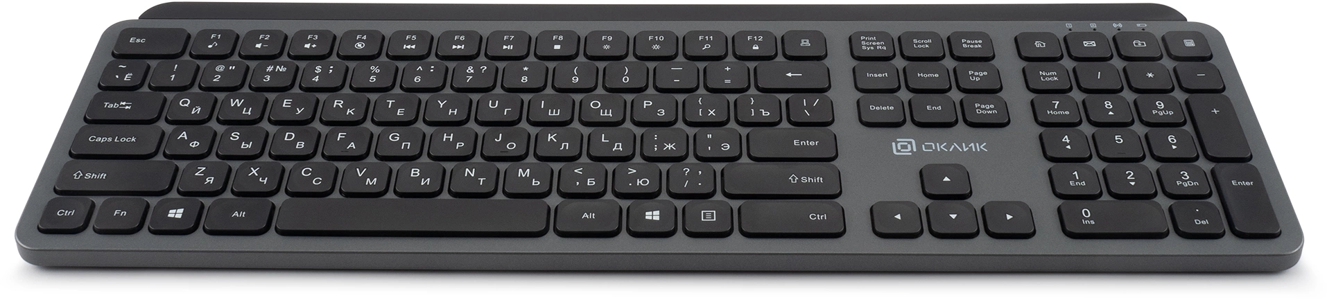 Клавиатура Оклик K859W серый/черный USB беспроводная slim Multimedia (2002136)