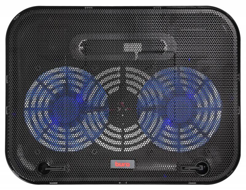 Подставка для ноутбука Buro BU-LCP140-B214H 14" 338x255x22мм 1xUSB 2x 140ммFAN 480г металлическая сетка/пластик черный