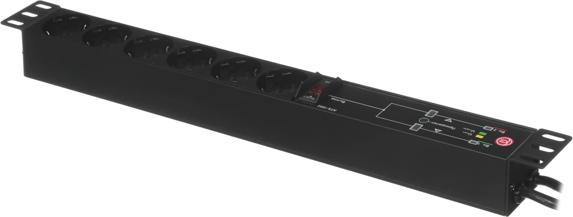 АВР Elemy ATS-1602 1U 19" ввод:2xIEC C14 выход:6xSchuko8A черный