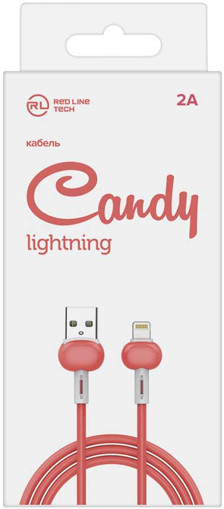 Кабель Redline Candy УТ000021989 USB (m)-Lightning (m) 1м красный