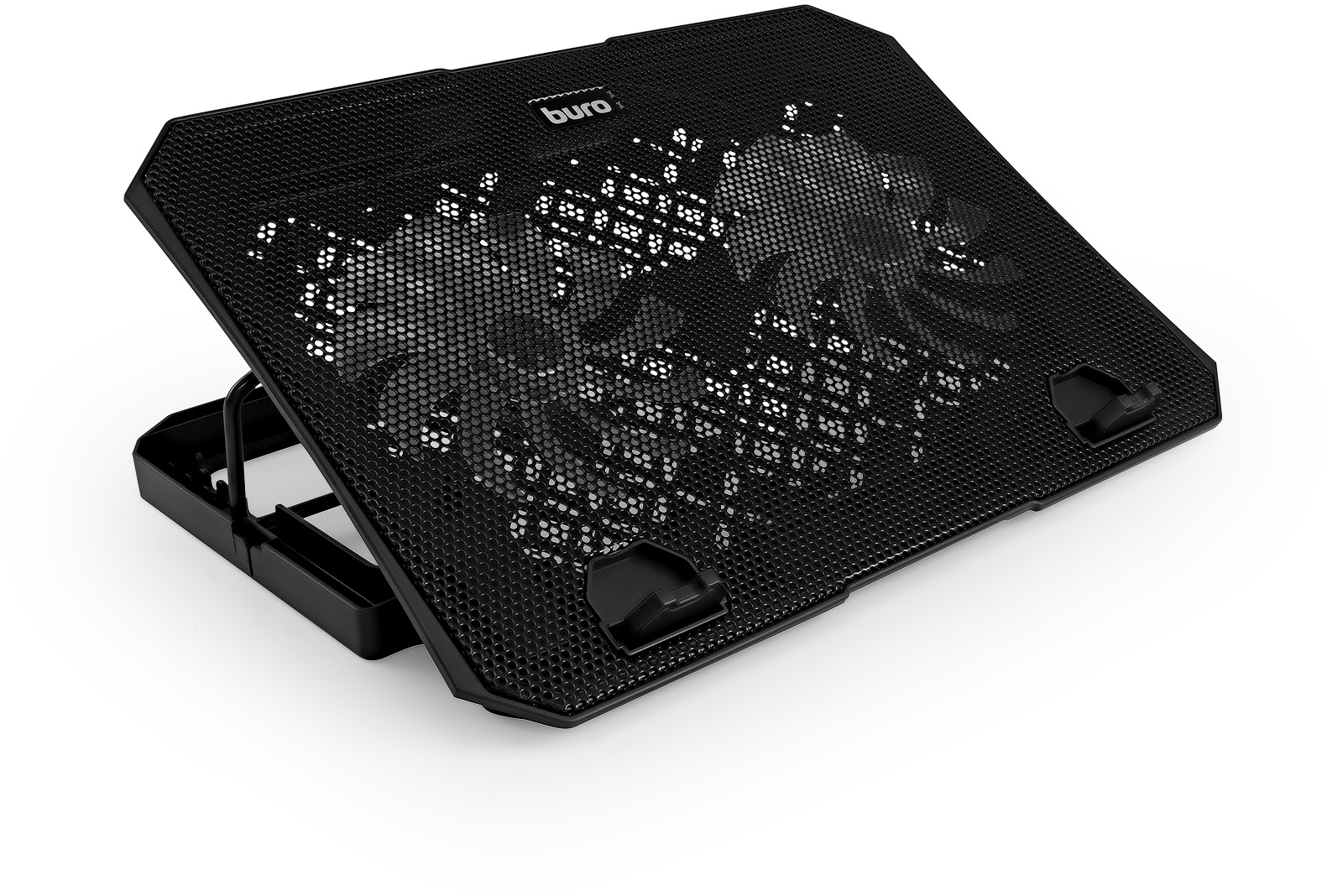 Подставка для ноутбука Buro BU-LCP150-B213 15"335x265x22мм 74.35дБ 1xUSB 2x 140ммFAN 480г металлическая сетка/пластик черный