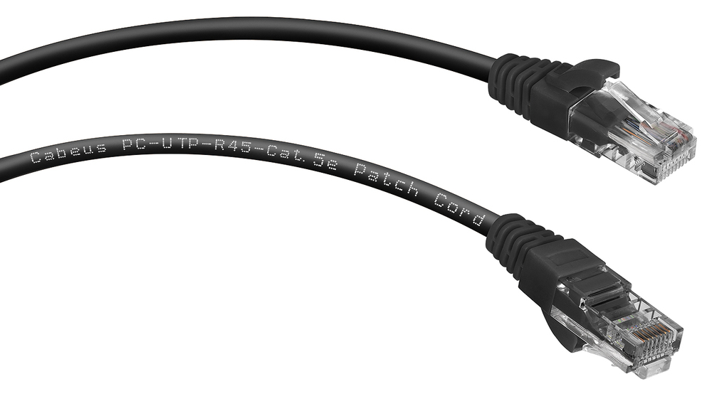 Cabeus PC-UTP-RJ45-Cat.5e-0.5m-BK-LSZH - Патч-корд U/UTP, категория 5е, 2xRJ45/8p8c, неэкранированный, черный, LSZH, 0.5м