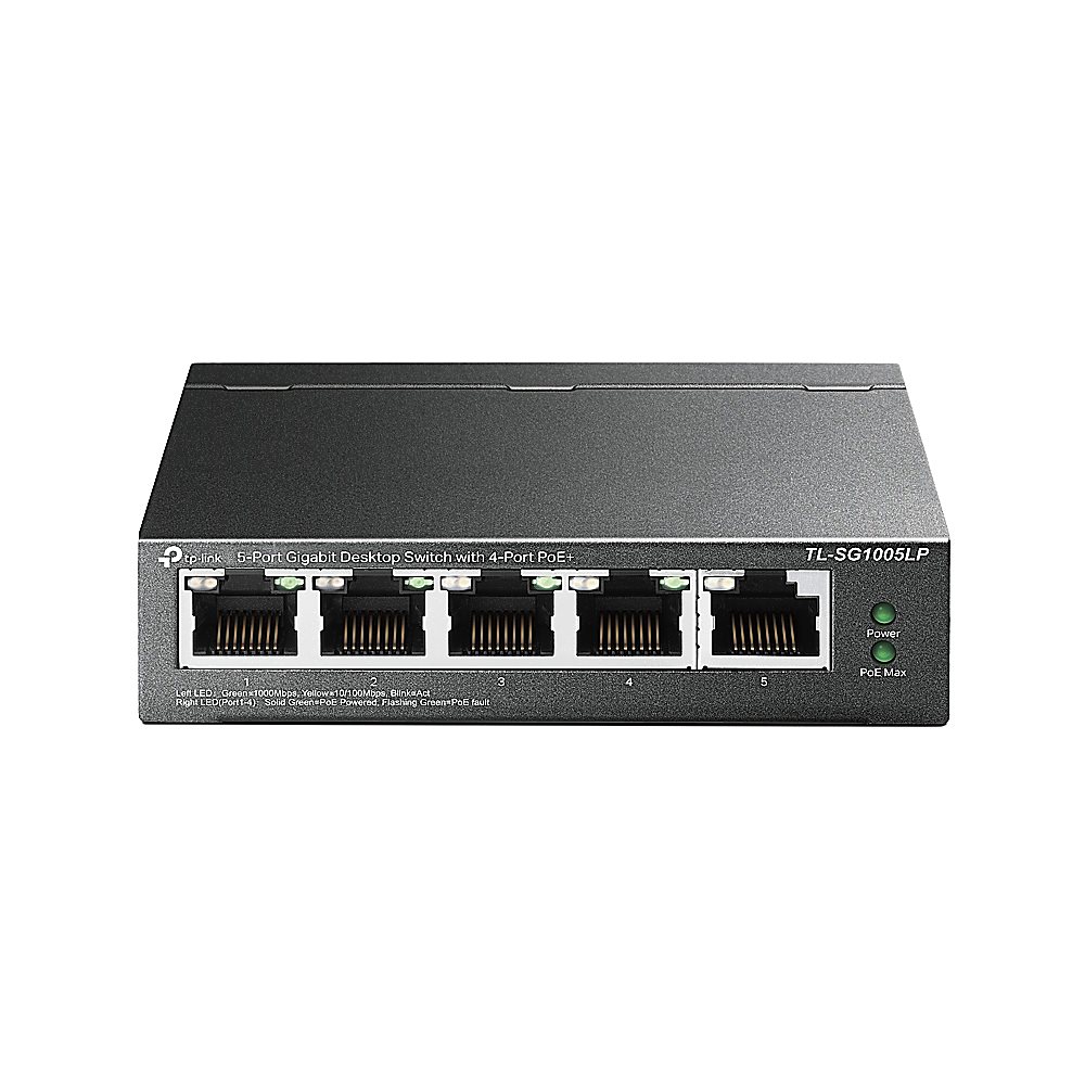 TL-SG1005LP - 5-портовый гигабитный настольный коммутатор с 4 портами PoE+ (Бюджет 40 Вт)
