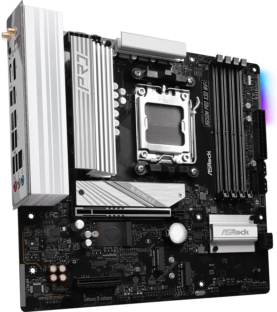 Материнская плата Asrock B650M PRO X3D WIFI Socket AM5 AMD B650 4xDDR5 mATX AC`97 8ch(7.1) 2.5Gg RAID+HDMI+DP