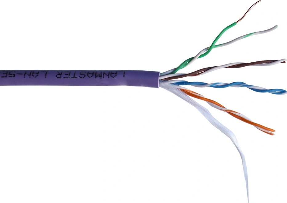 Кабель информационный Lanmaster LAN-5EUTP-HFLT-VI кат.5E UTP 4 пары 24AWG LSZH внутренний 305м фиолетовый