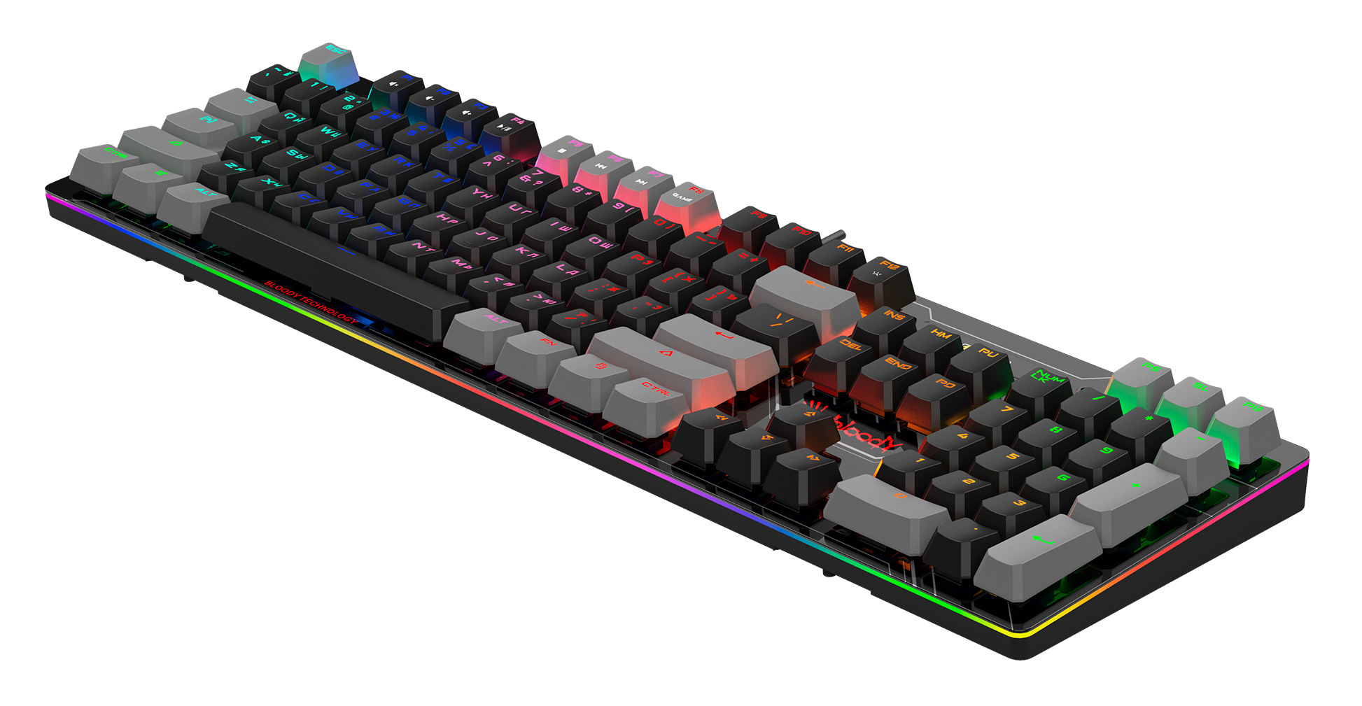 Клавиатура A4Tech B808N механическая черный/серый USB for gamer LED (B808N (RAVEN)) кабель 1.8м