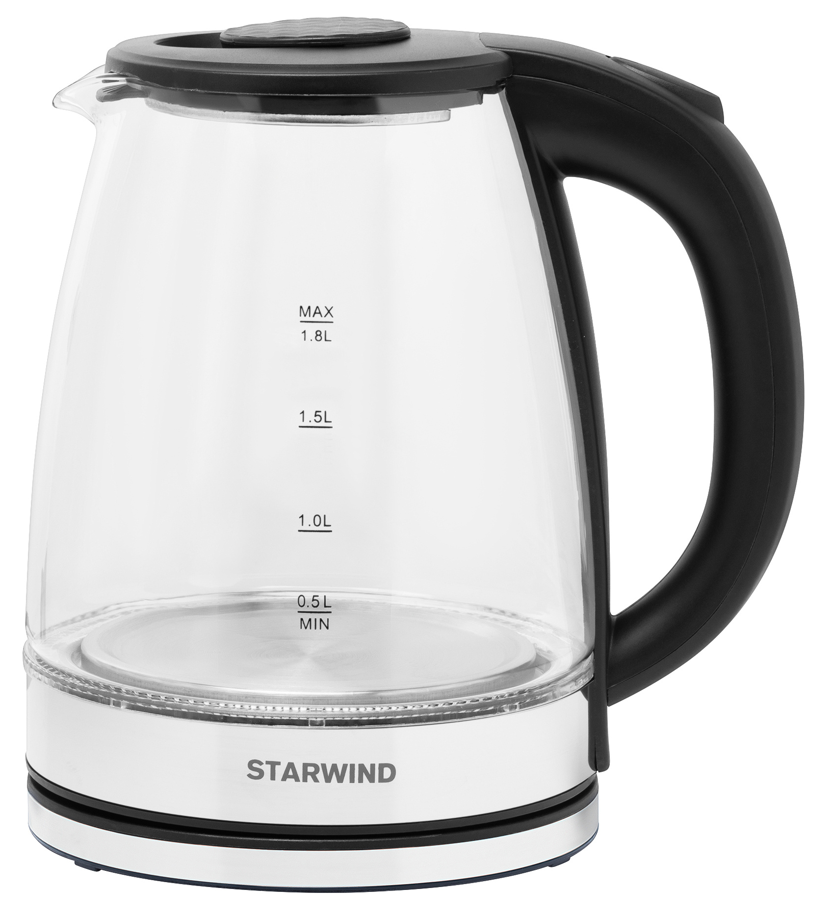 Чайник электрический Starwind SKG2050 1.8л. 1800Вт черный/серебристый корпус: стекло/пластик