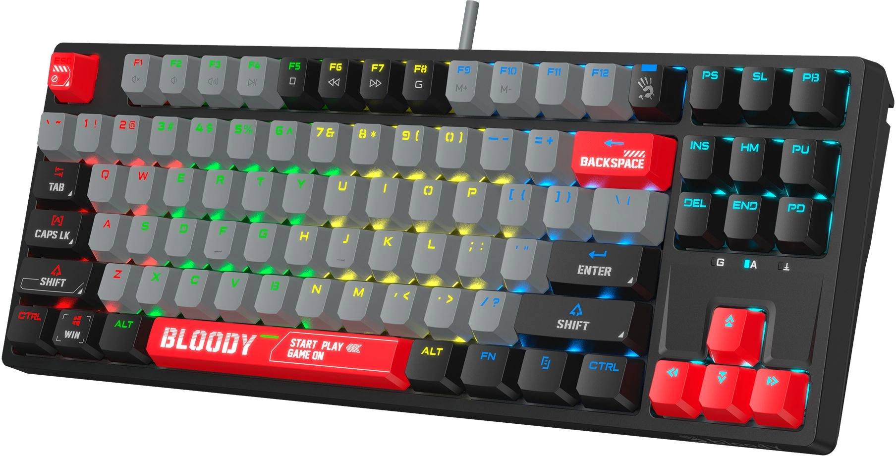 Клавиатура A4Tech S87 Energy механическая черный USB for gamer LED (S87 USB ENERGY RED) кабель 1.8м