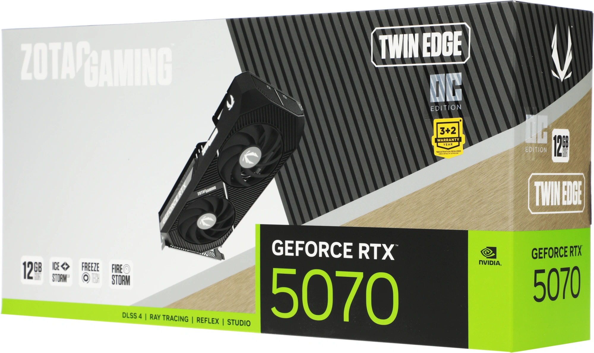 Видеокарта Zotac PCI-E 5.0 RTX 5070 TWIN EDGE OC NVIDIA GeForce RTX 5070 12Gb 192bit GDDR7 2542/28000 HDMIx1 DPx3 HDCP Ret