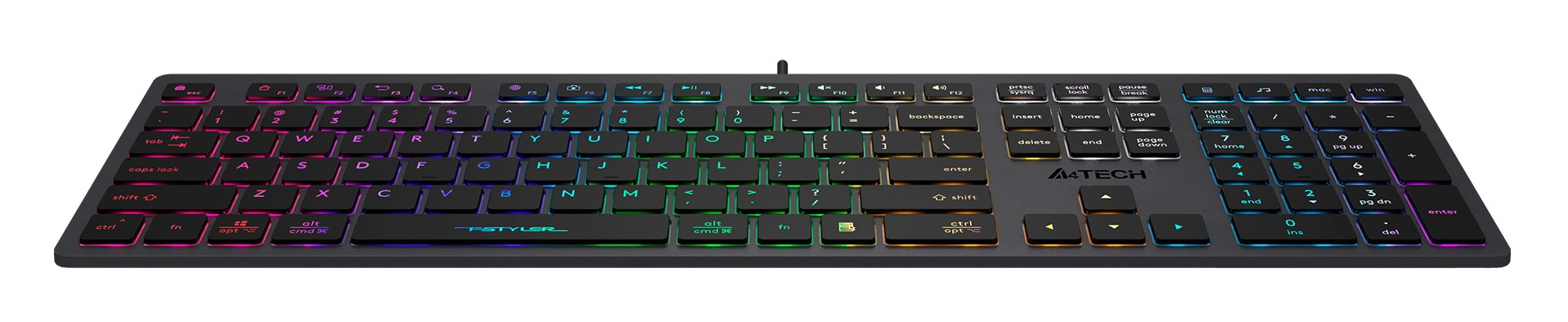 Клавиатура A4Tech FX60 серый USB slim LED (FX60 GREY / NEON) кабель 1.5м