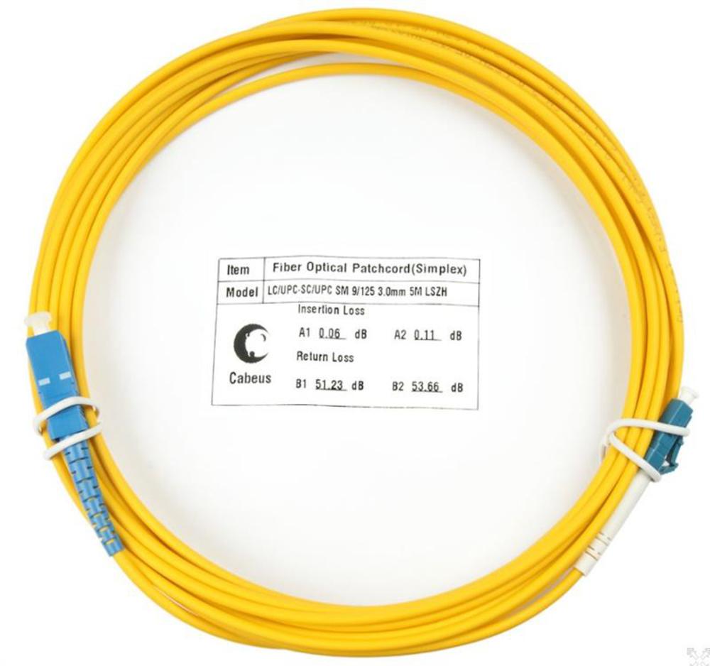 Cabeus FOP(s)-9-LC-SC-15m - Шнур оптический simplex LC-SC 9/125 sm 15м LSZH