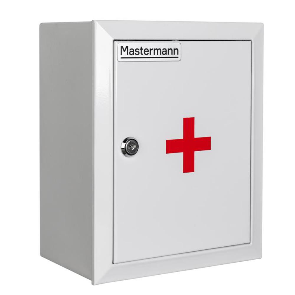 MASTERMANN-1 - Аптечный шкаф, IP 31. Габариты (внешние): 220х270х140 (ШхВхГ). Комплектация: замок 1 шт, ключ 1 шт, полка горизонтальная 1шт. Вес: 2 кг. Цвет белый.