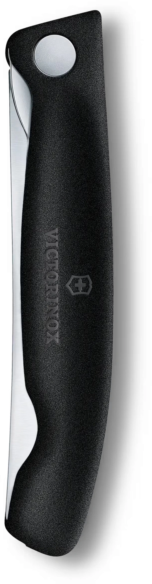 Нож кухонный Victorinox Swiss Classic (6.7833.F) стальной столовый лезв.110мм серрейт. заточка черный карт.коробка