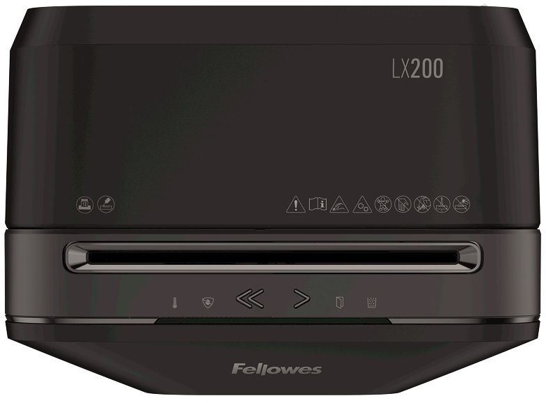 Шредер Fellowes PowerShred LX200 черный (секр.P-4) фрагменты 12лист. 22лтр. скрепки скобы пл.карты