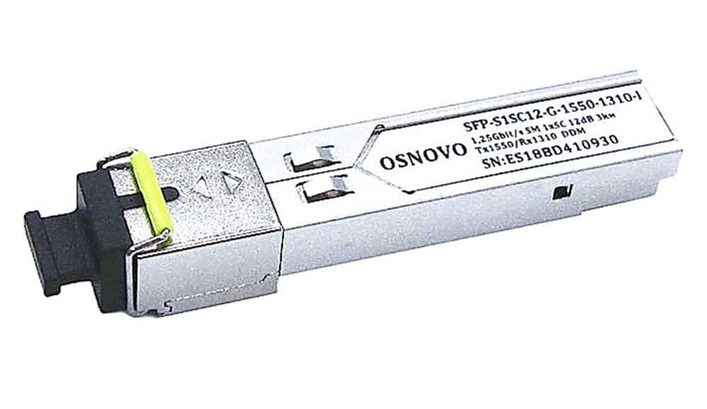 SFP-S1SC12-G-1550-1310-I Оптический SFP Модуль промышленный. Одно волокно Single Mode. Скорость: до 1,25 Гбит/c. Тип разъема: SC. Оптический бюджет: 12дБ