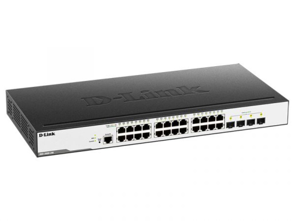 DGS-3000-28L/B1A Управляемый L2 коммутатор D-Link с 24 портами 10/100/1000Base-T и 4 портами 1000Base-X SFP