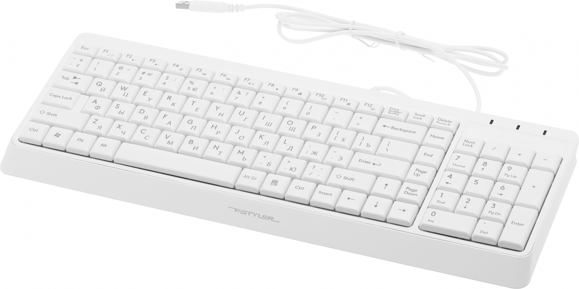 Клавиатура A4Tech FK15 белый USB (FK15 WHITE) кабель 1.5м