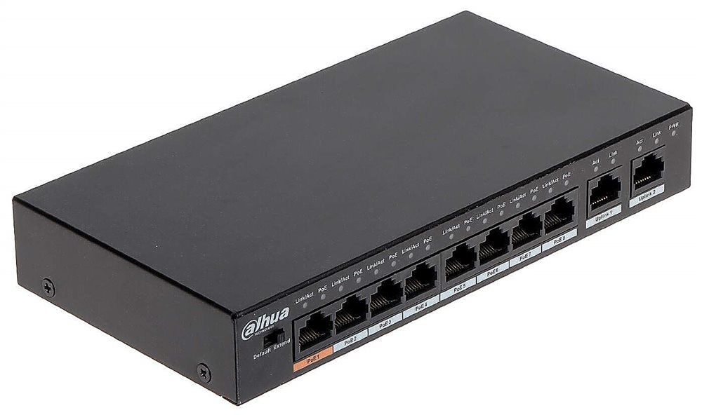 Коммутатор PoE DH-PFS3010-8ET-65, 10-портовый коммутатор