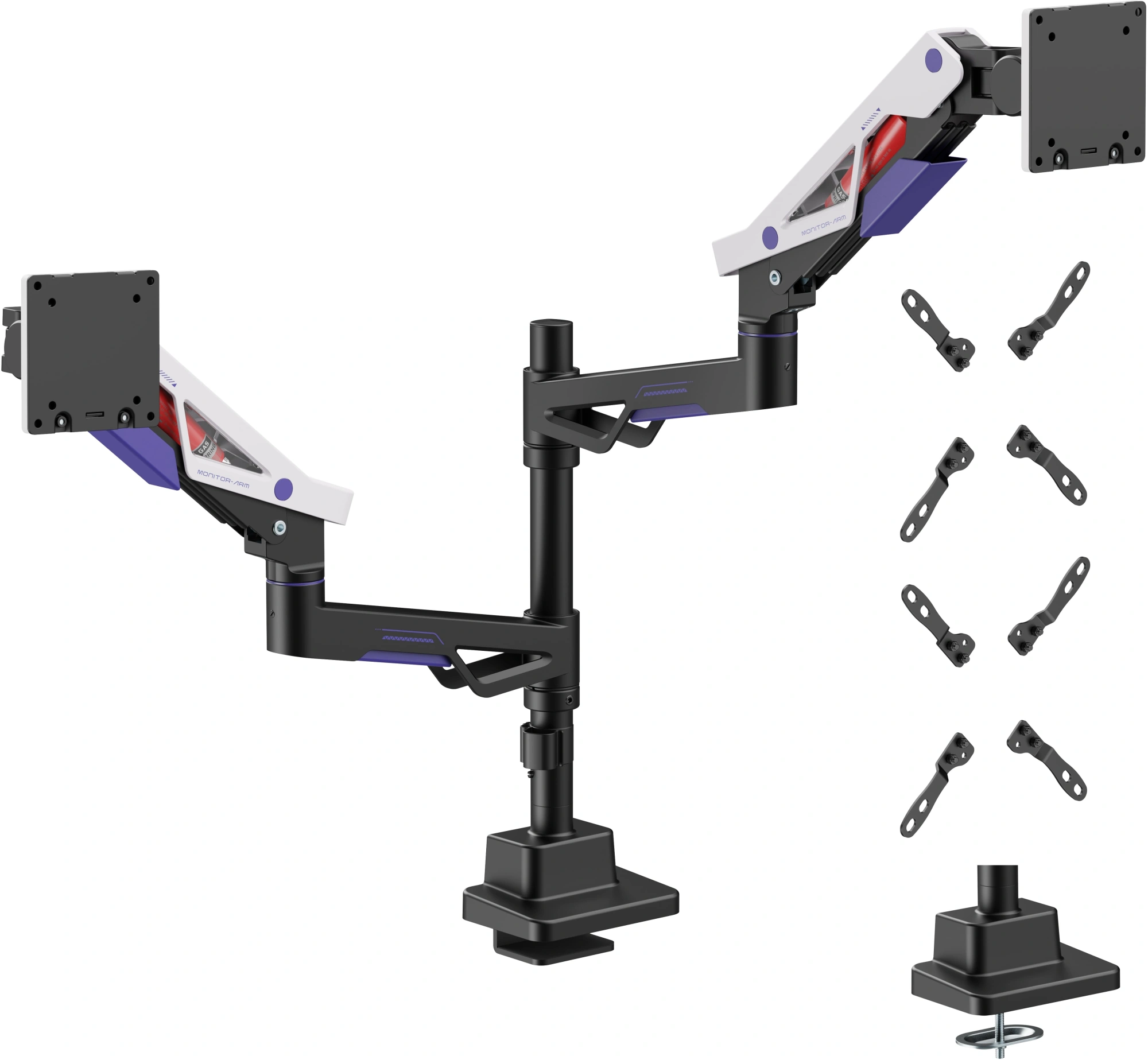 Кронштейн для мониторов Ultramounts UM742BW черный/белый 24"-57" макс.27кг крепление к столешнице поворот и наклон