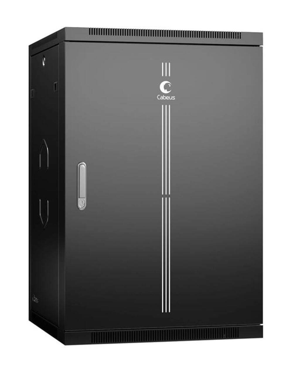 Cabeus SH-05F-22U60/60m-R-BK - Шкаф телекоммуникационный настенный разобранный 19" 22U 600x600x1082mm (ШхГхВ) дверь металл, цвет черный (RAL 9004)