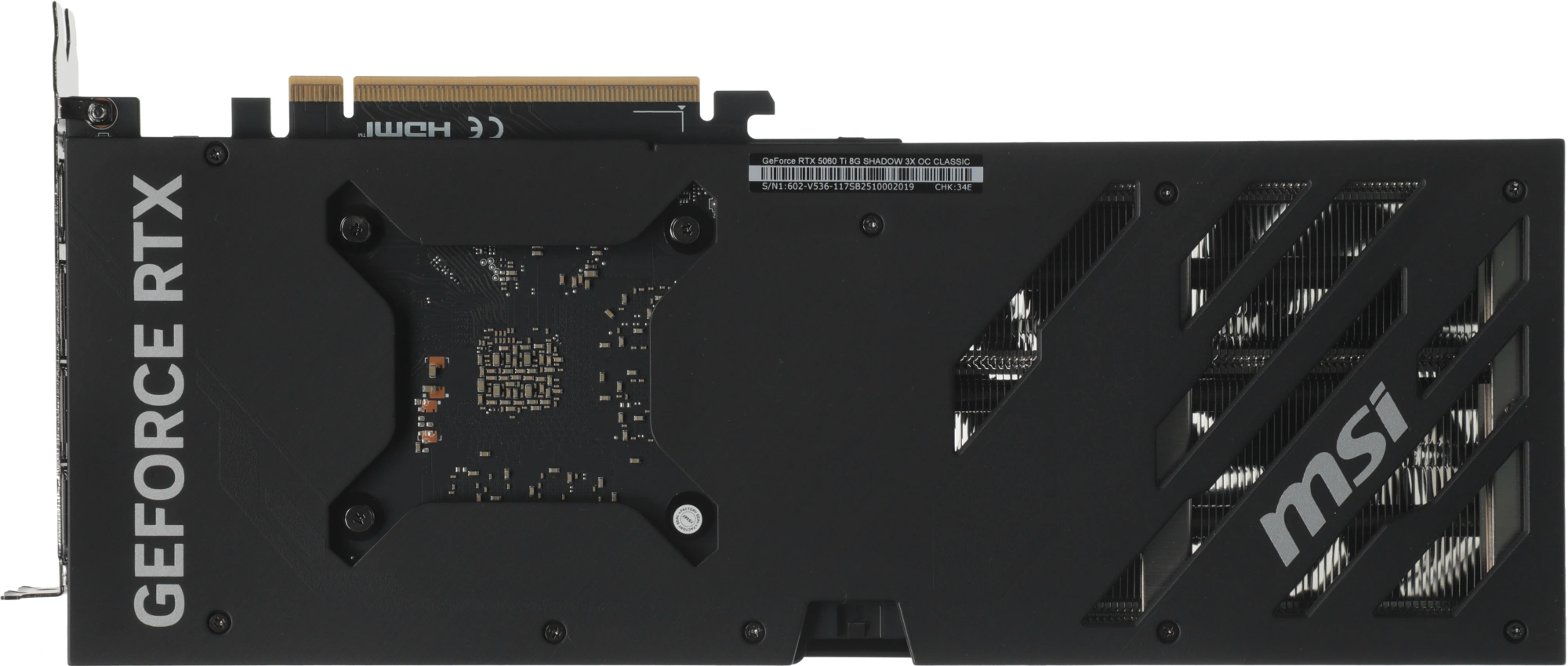 Видеокарта MSI PCI-E 5.0 RTX 5060 Ti 8G SHADOW 3X OC CLASSIC NVIDIA GeForce RTX 5060TI 8Gb 128bit GDDR7 2602/28000 HDMIx1 DPx3 HDCP Ret