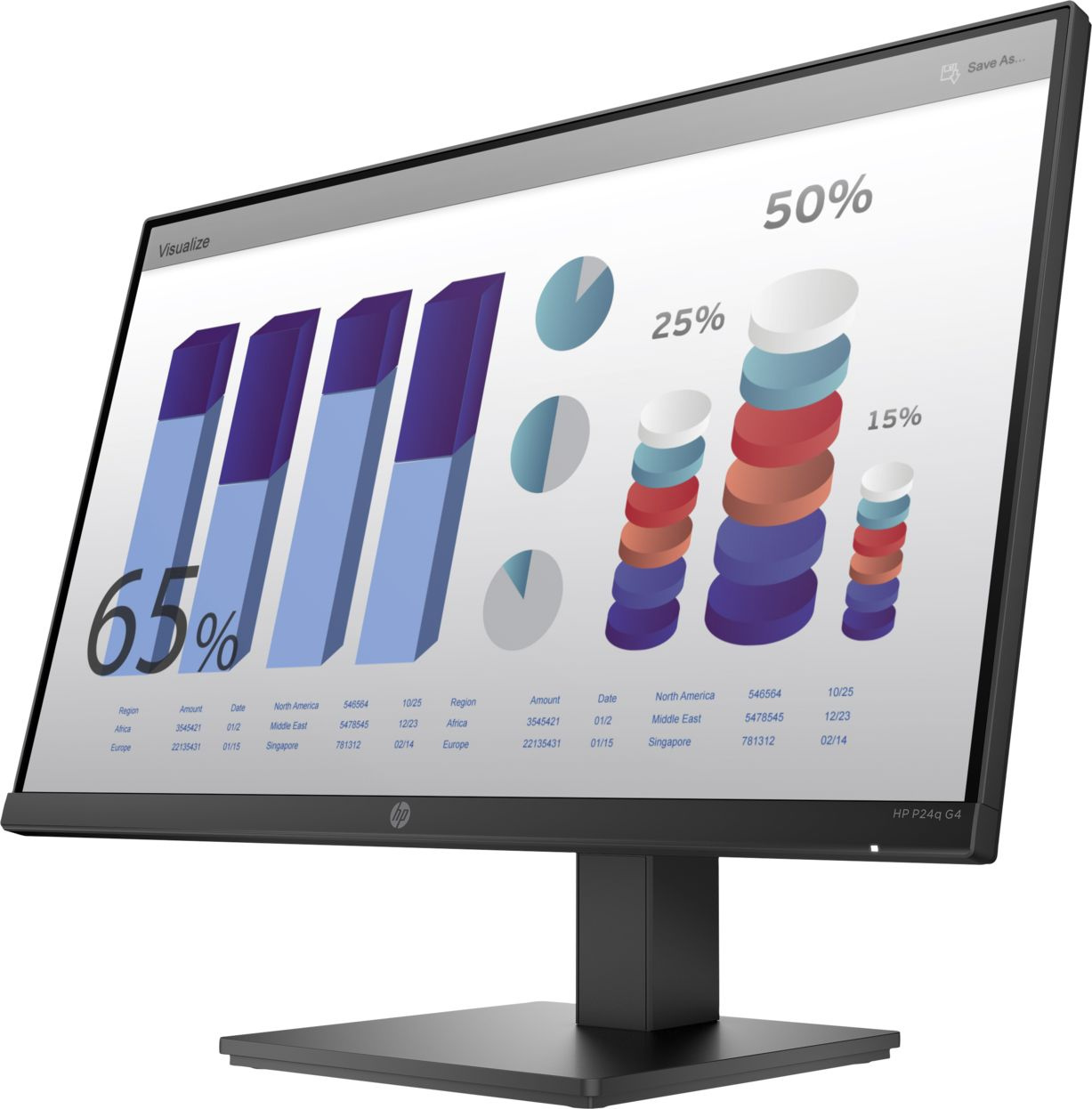 Монитор HP 23.8" P24q G4 черный IPS LED 5ms 16:9 HDMI HAS Piv 250cd 178гр/178гр 2560x1440 60Hz VGA Quad 2K (1440p) 5.59кг
