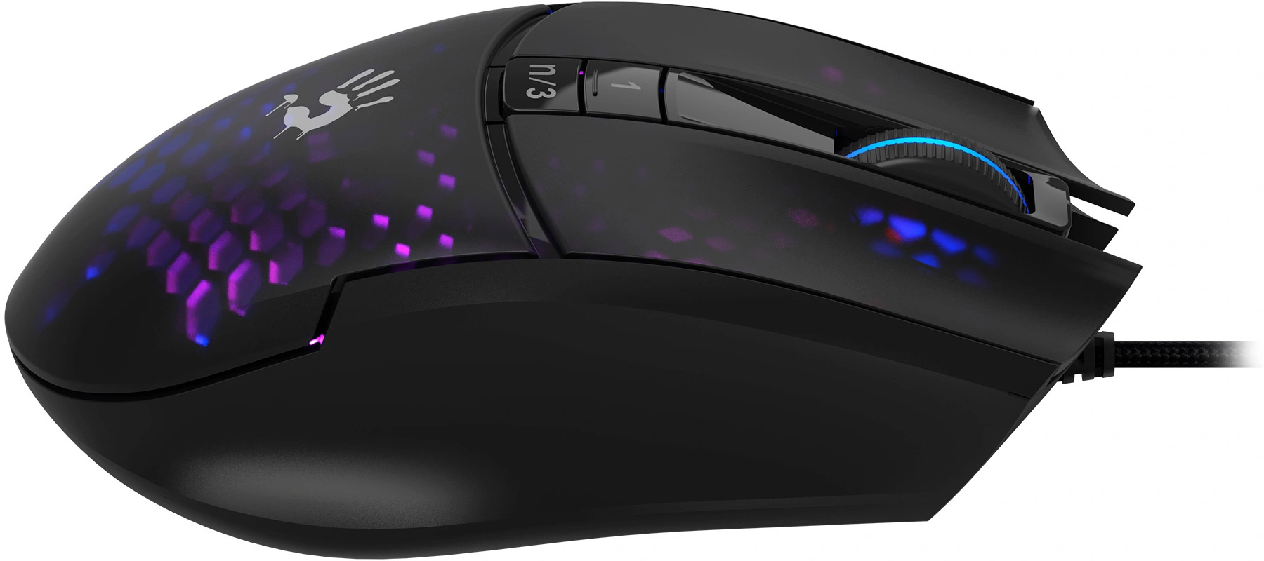 Мышь A4Tech Bloody L65 Max черный/фиолетовый оптическая 12000dpi USB 6but (L65 MAX/HONEYCOMB)
