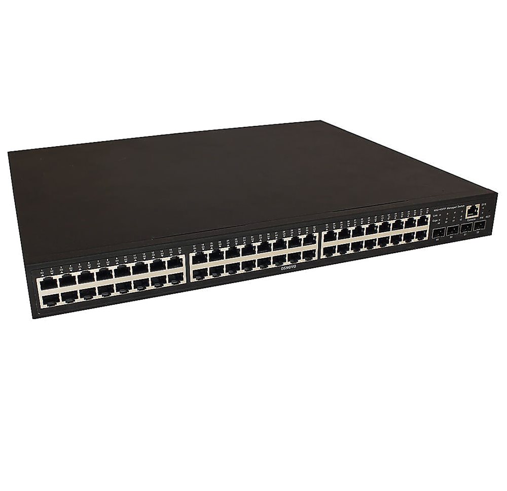 SW-84804/L(800W) - Управляемый L2 PoE коммутатор Gigabit Ethernet на 48 RJ45 PoE + 4 x GE SFP порта. Порты: 48 x GE (10/100/1000 Base-T) с поддержкой PoE (IEEE 802.3af/at), 4 x GE Uplink. Соответствует стандартам PoE IEEE 802.3af/at. Автоматическое опреде