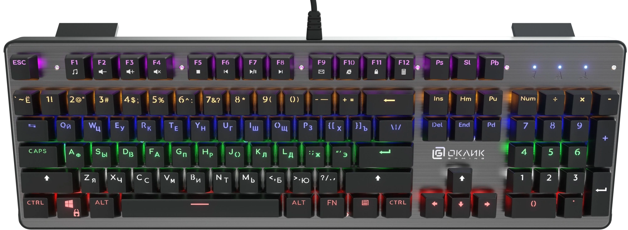 Клавиатура Оклик 970G Dark Knight механическая черный/серебристый USB for gamer LED