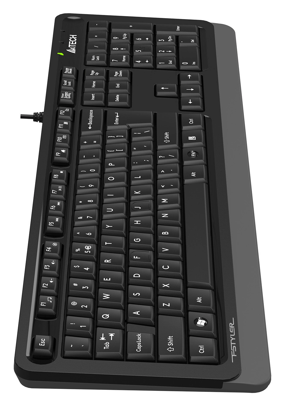 Клавиатура A4Tech FKS10 черный/серый USB (подставка для запястий) (FKS10 GREY) кабель 1.5м