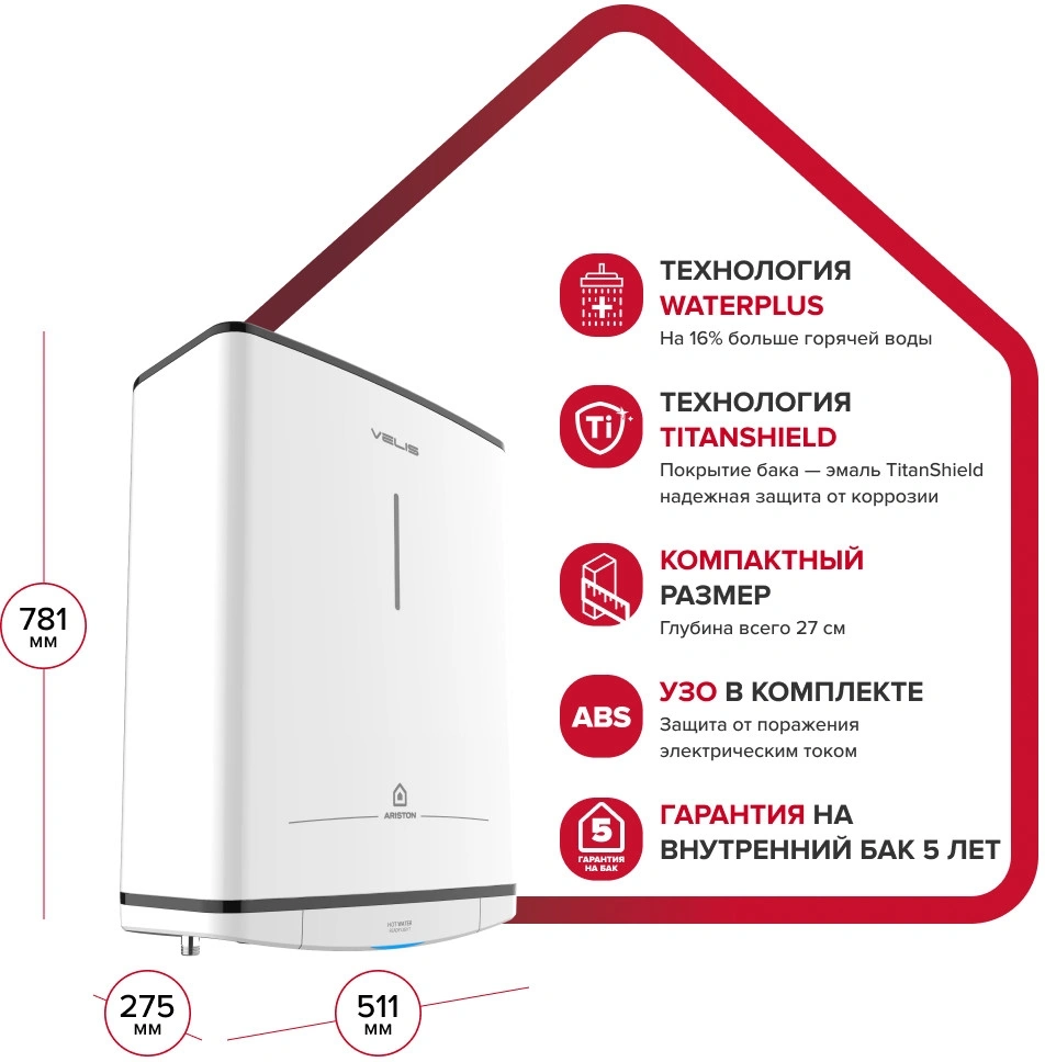 Водонагреватель Ariston Velis Tech R ABS 50 2кВт 50л электрический настенный/белый