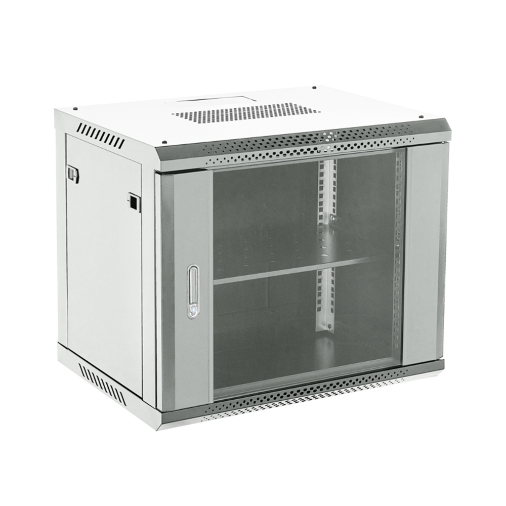 04-1266-111 - Настенный шкаф 19" 12U 600х600, дверь сплошное стекло, серый, RAL 7035 Rexant