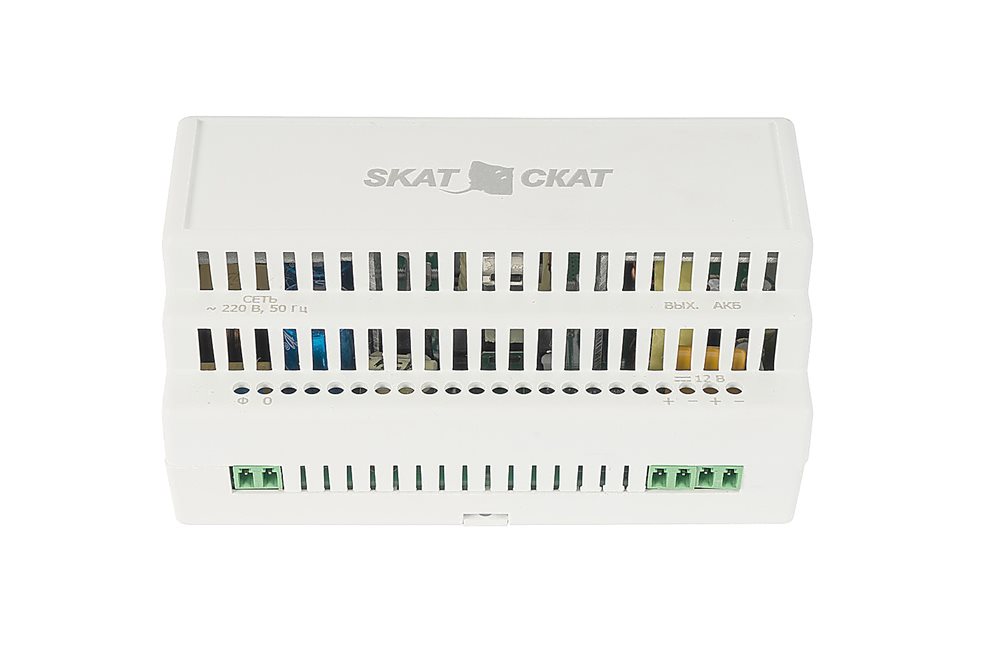 587 SKAT-12-8.0 DIN (СКАТ ИБП-12/8-DIN) источник питания 12В 8А пластиковый корпус под DIN рейку 35 мм