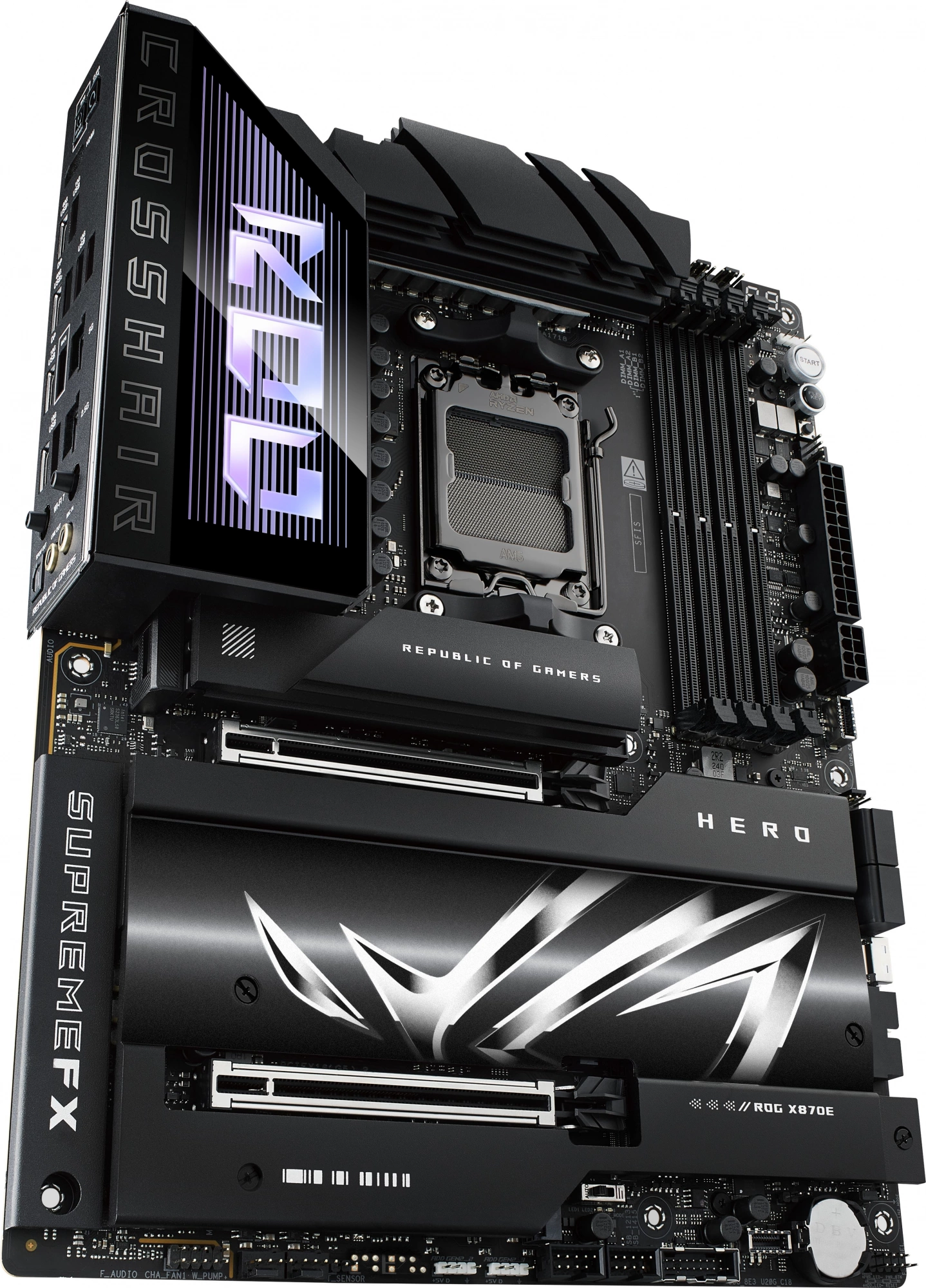 Материнская плата Asus ROG CROSSHAIR X870E HERO Socket AM5 AMD X870E 4xDDR5 ATX AC`97 8ch(7.1) 5Gigabit + 2.5Gigabit Ethernet RAID+HDMI