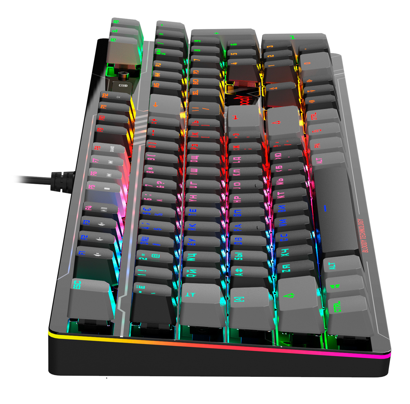 Клавиатура A4Tech B808N механическая черный/серый USB for gamer LED (B808N (RAVEN)) кабель 1.8м
