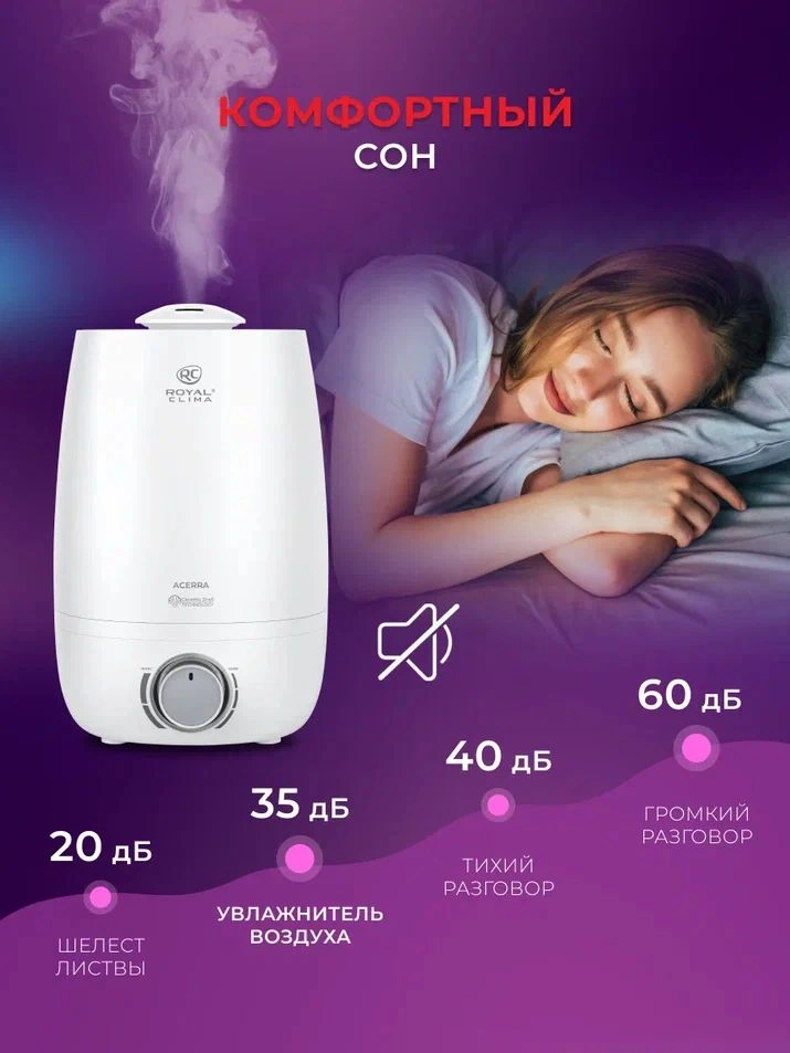 Увлажнитель воздуха Royal Clima RUH-AC300/4.0M-WT 25Вт (ультразвуковой) белый/серый