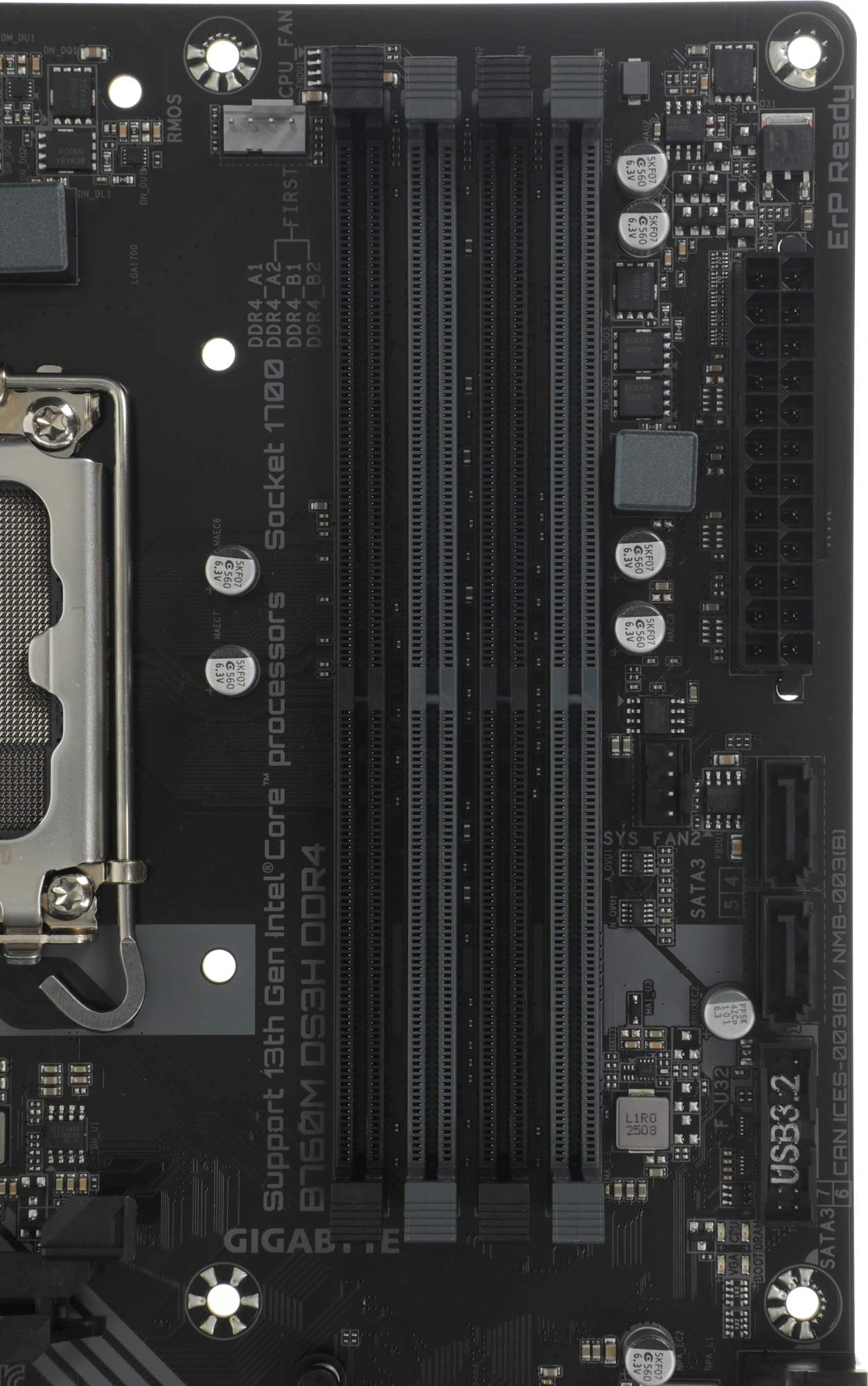 Материнская плата Gigabyte B760M DS3H DDR4 Soc-1700 Intel B760 4xDDR4 mATX AC`97 8ch(7.1) 2.5Gg RAID+VGA+HDMI+DP