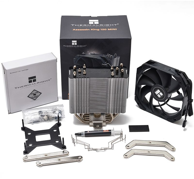 Устройство охлаждения(кулер) Thermalright Assassin King 120 Mini V2 Soc-AM5/AM4/1151/1200/2066/2011/1700 черный 4-pin 25.2dB Al+Cu 980gr Ret (AK120-MINI-V2)
