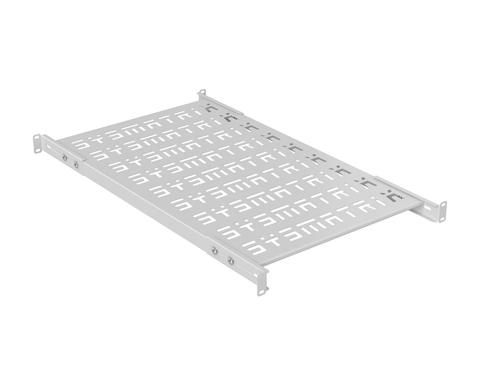 SYSMATRIX SH 7004.700 Полка SMART универсальная 19" перфорированная, площадка 700 мм (регулировка направляющих от 620 мм до 780 мм) для напольных и настенных шкафов, цвет серый (RAL 7035)