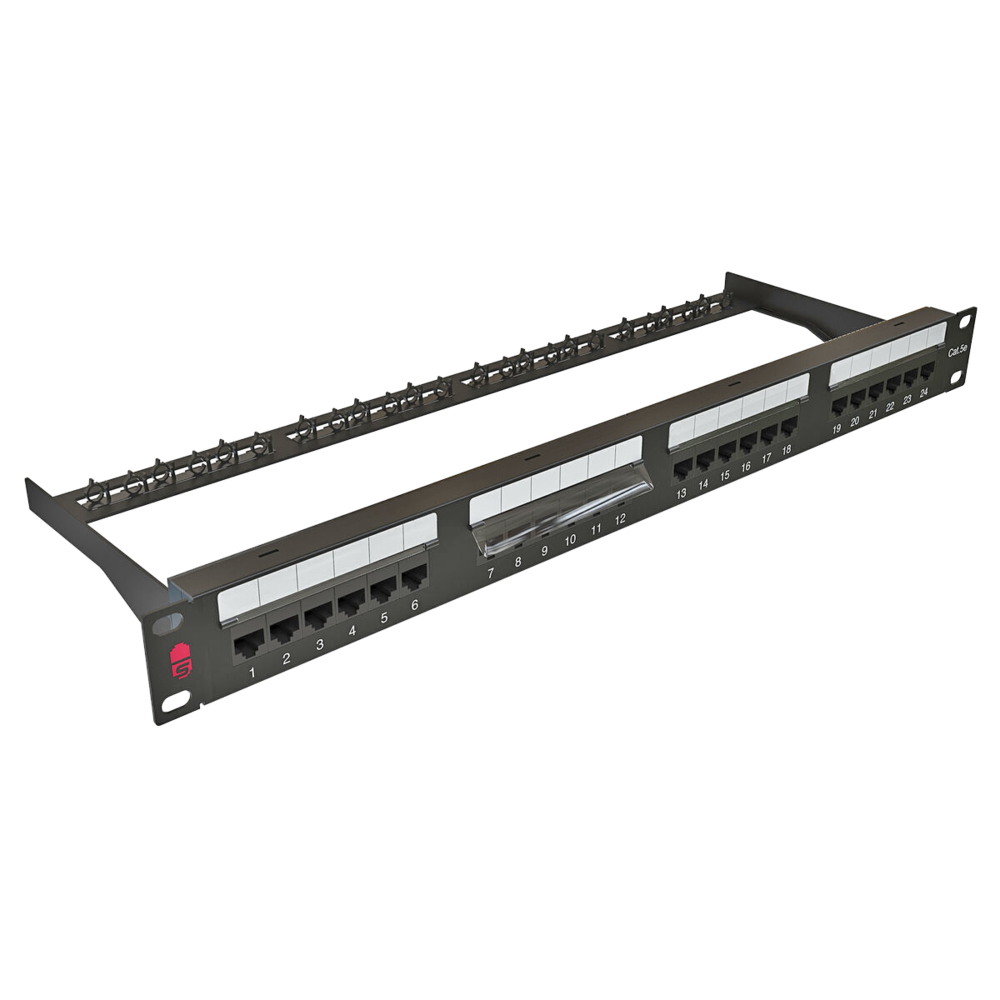 SYSMATRIX PP 1901U.S245EU.M - Патч-панель 19" (1U); (2U), 48 портов RJ-45, категория 5e, Dual IDC, с задним кабельным организатором, цвет черный, SYSMATRIX