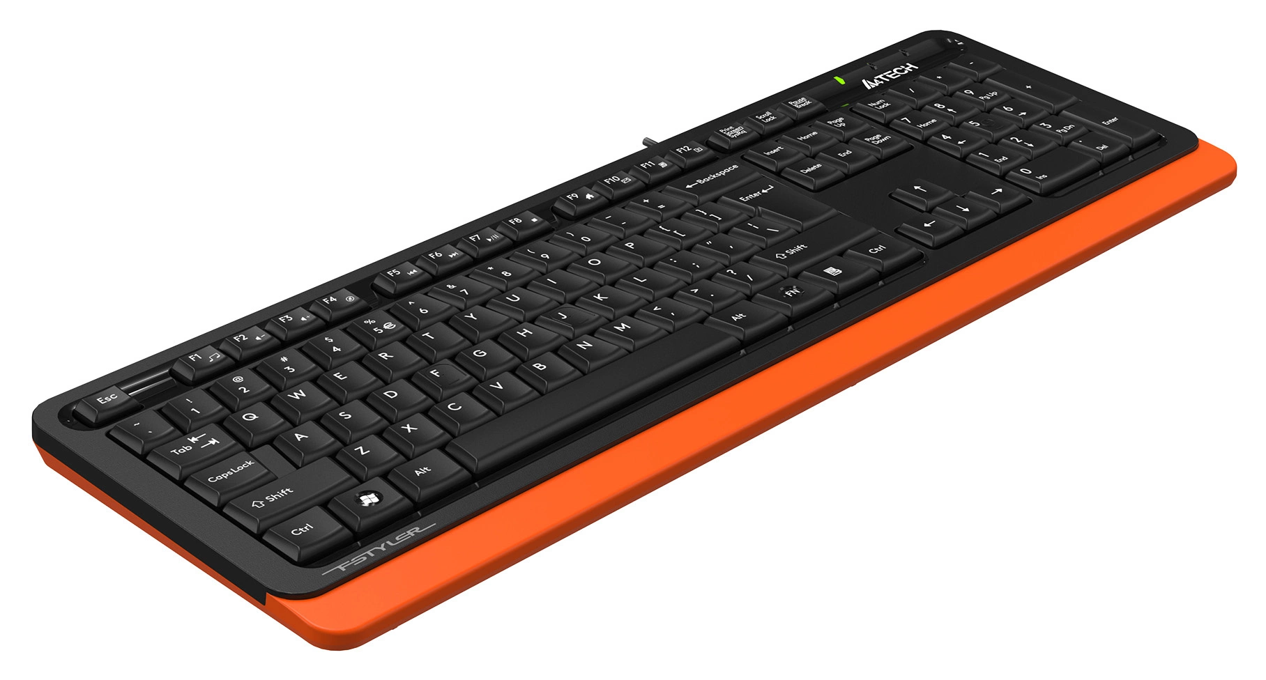 Клавиатура A4Tech FKS10 черный/оранжевый USB (подставка для запястий) (FKS10 ORANGE) кабель 1.5м