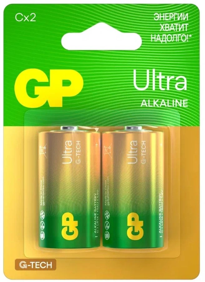 Батарея GP Ultra Alkaline 14AUA21-2CRSBC2 C (2шт) блистер