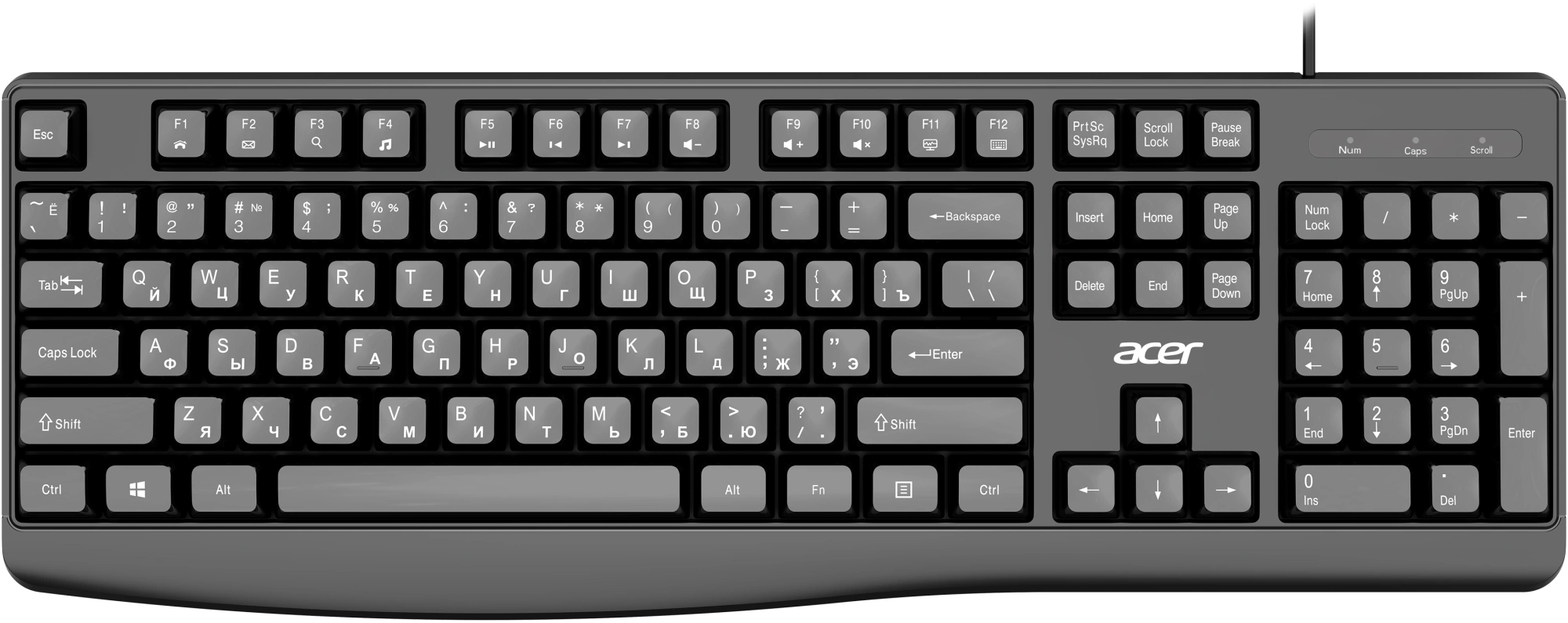Клавиатура Acer OKW301 черный USB (ZL.KBDCC.01A) кабель 1.8м