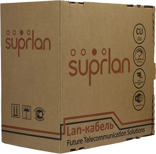 Кабель сетевой информационный Suprlan Standard 01-0320-1 кат.5E UTP 4 пары 24AWG LSZH внутренний 305м серый