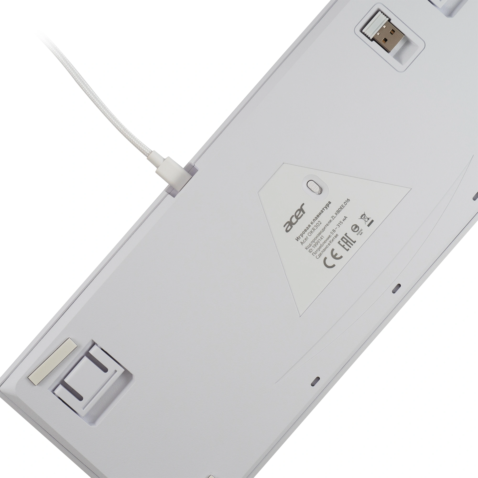Клавиатура Acer OKR302 механическая белый USB беспроводная BT/Radio for gamer LED (ZL.KBDEE.016) кабель 1.6м