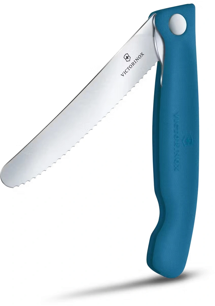 Нож кухонный Victorinox Swiss Classic 6.7832.FC1 стальной столовый лезв.110мм серрейт. заточка синий карт.коробка