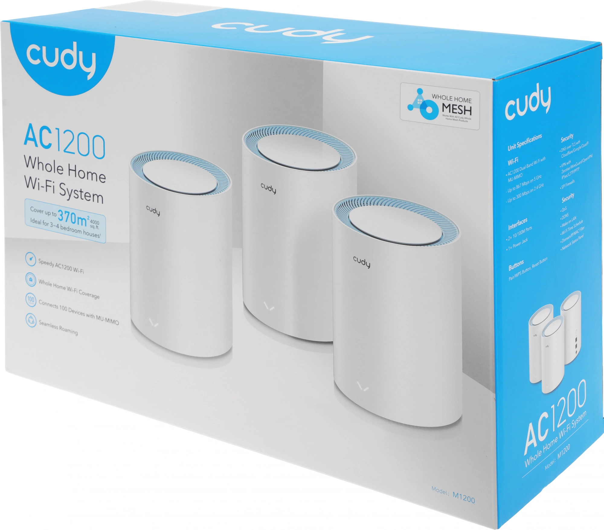 Бесшовный Mesh роутер Cudy M1200 (M1200(3-PACK)) AC1200 10/100BASE-TX белый (упак.:3шт)