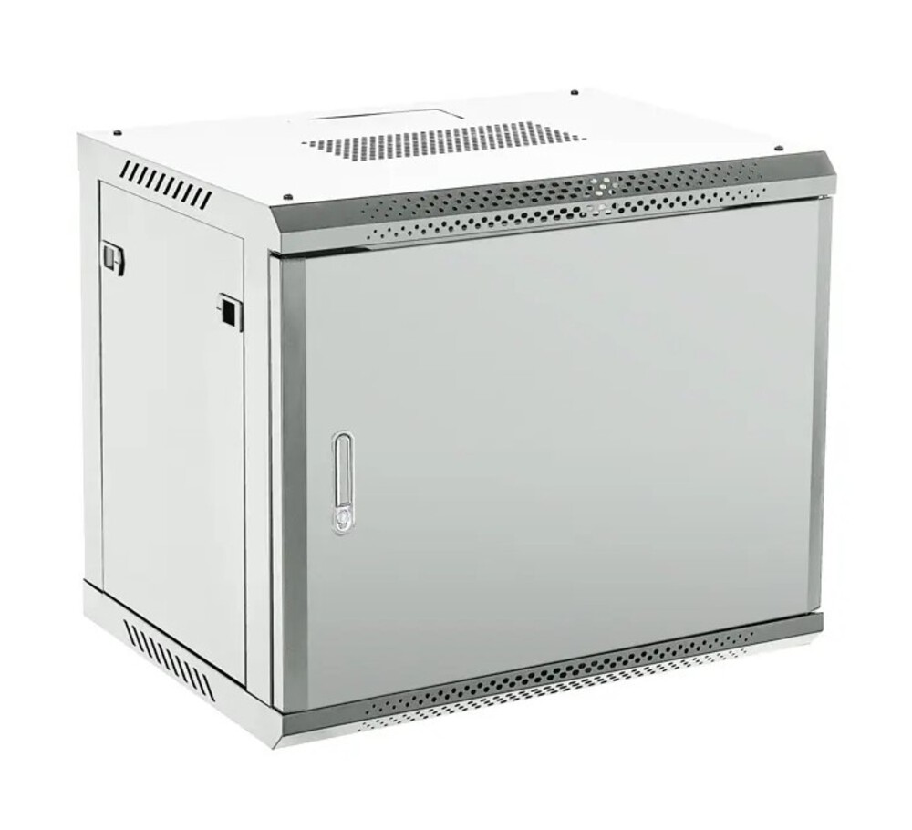 04-0964-121 - Настенный телекоммуникационный шкаф 19" 9U 600×450мм, дверь металл, с задней стенкой, разборный, серый (RAL 7035), Rexant